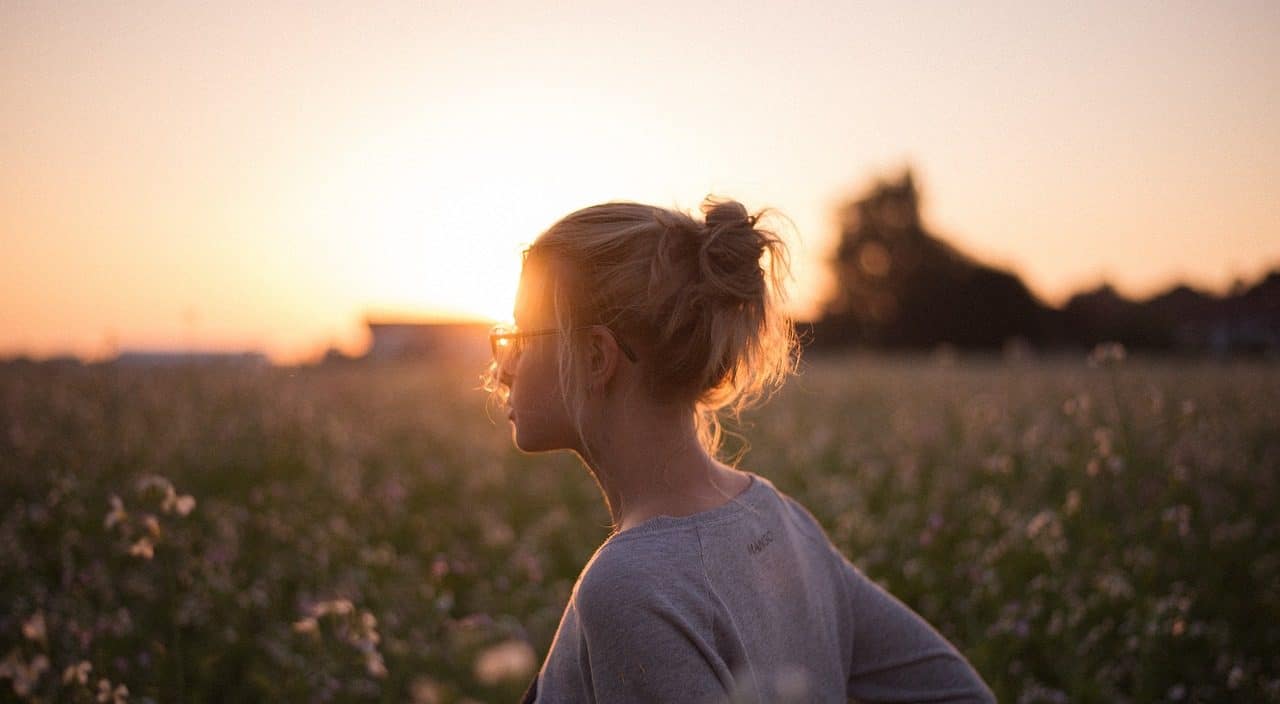 sunset glasses girl field